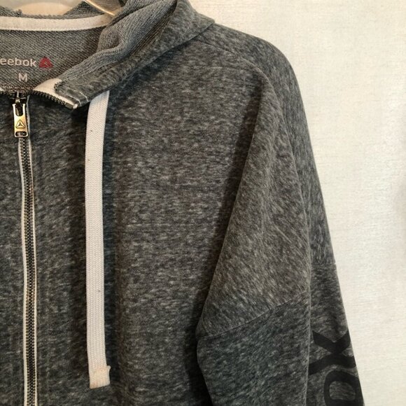 Reebok Ladies Med Full Zip  Hoodie in Heathered Grey with Logo down the arm - Picture 4 of 11